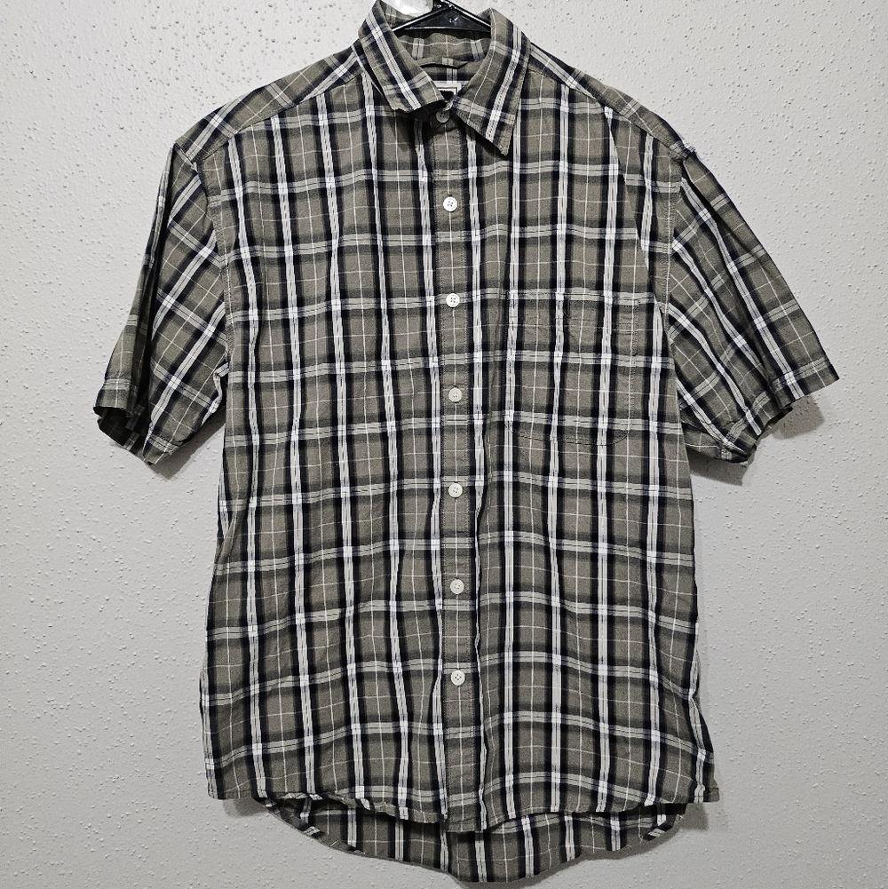 Arizona Jean‎ Co Men’s Plaid Button-Up Shirt Size Small Short Sleeve 100% Cotton